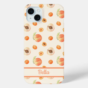 Sweet Summer Peach Pattern iPhone 15 Mini Case