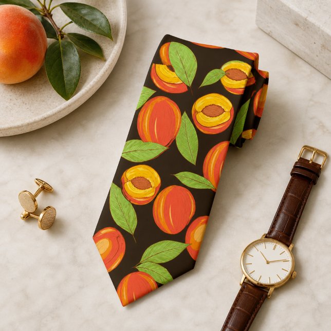 Sweet Summer Peach Pattern Large  Tie (Creator Uploaded)