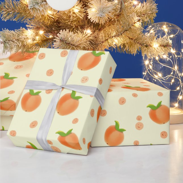Sweet Summer Peach Pattern Wrapping Paper (Holidays)
