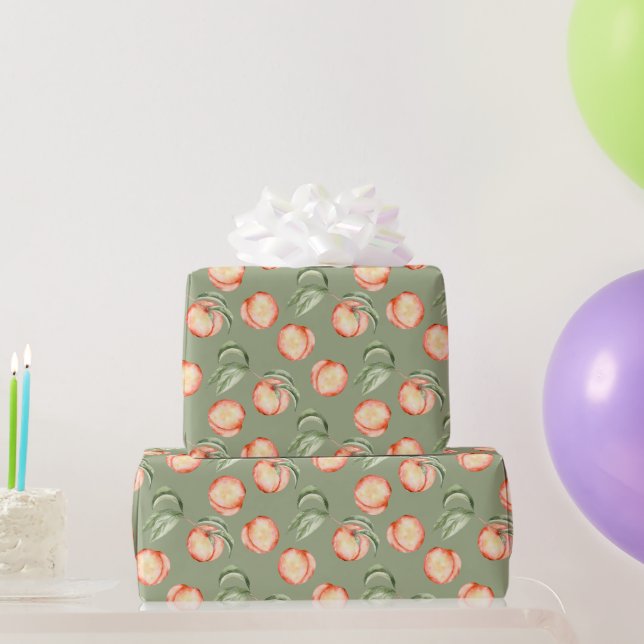 Sweet Summer Peach Pattern Wrapping Paper (Party Gifts)