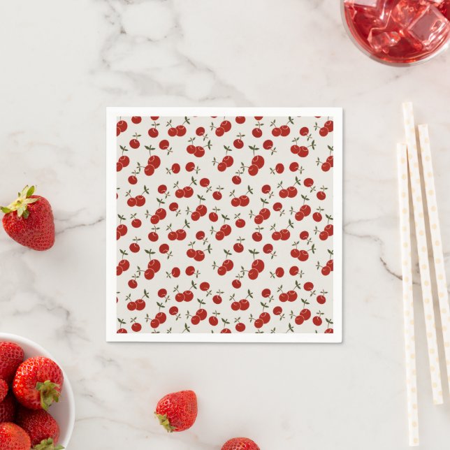 Sweet Summer Red Cherries Garden  Napkin (Insitu)