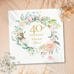 Sweet Summer Roses Garland 40th Birthday Napkin<br><div class="desc">Featuring a delicate watercolour floral garland,  this chic botanical 40th birthday napkin can be personalised with your special fortieth birthday information in elegant gold text. Designed by Thisisnotme©</div>