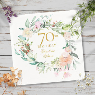 Sweet Summer Roses Garland 70th Birthday Napkin