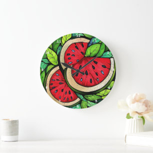 Sweet Summer Slice" - Watermelon Wall  Large Clock
