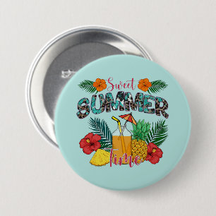 Sweet Summer Time Beach   Tropical Island 3 Inch Round Button
