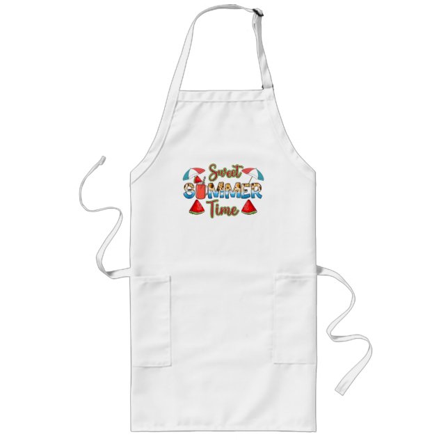 Sweet Summer Time | Colourful Watermelon Slice Long Apron (Front)