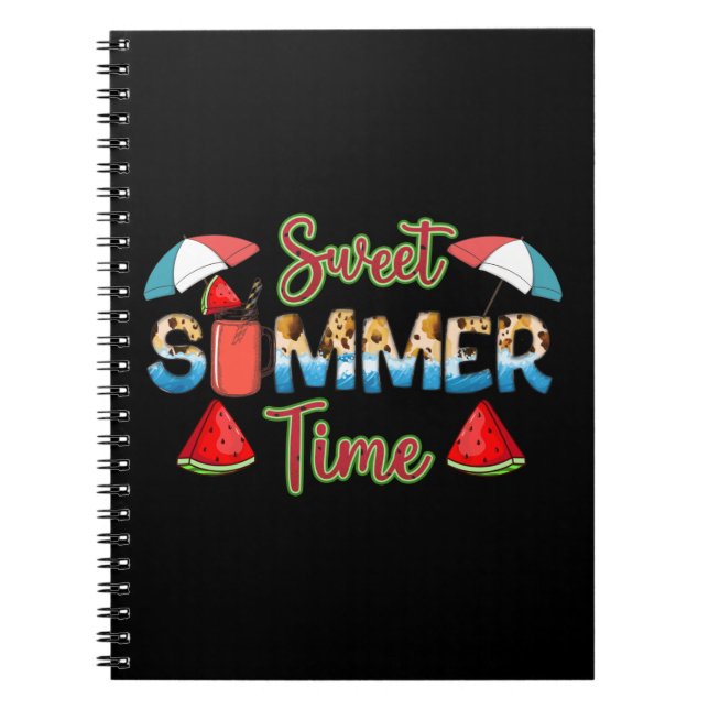 Sweet Summer Time | Colourful Watermelon Slice Notebook (Front)