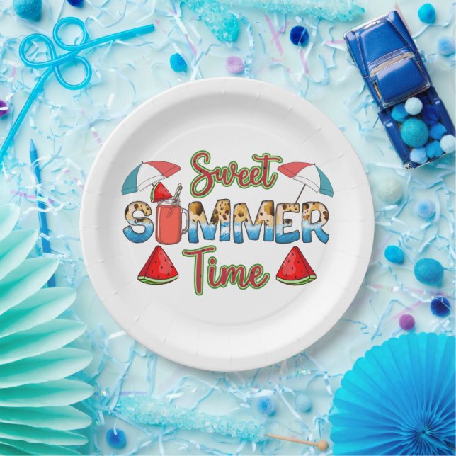 Sweet Summer Time | Colourful Watermelon Slice Paper Plate (Party)