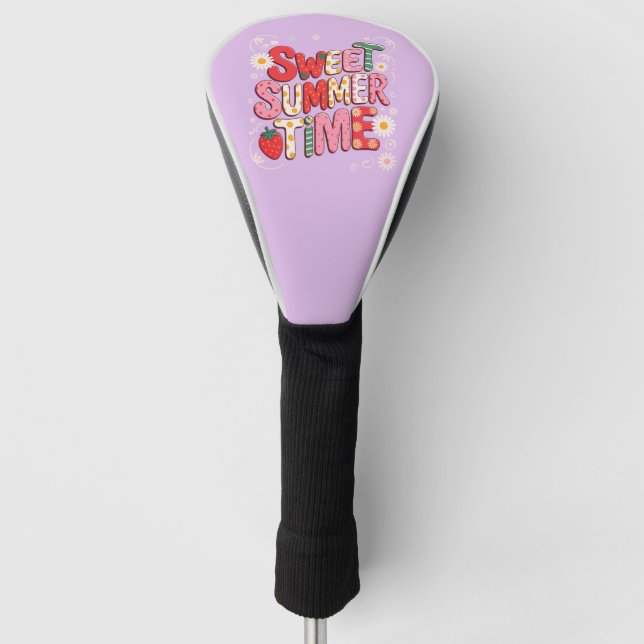 Sweet Summer Time Coquette Strawberry Retro Beach  Golf Head Cover (Front)