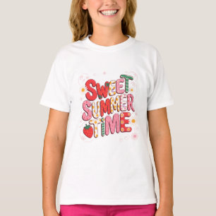 Sweet Summer Time Coquette Strawberry Retro Beach T-Shirt