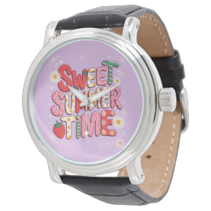 Sweet Summer Time Coquette Strawberry Retro Beach Watch