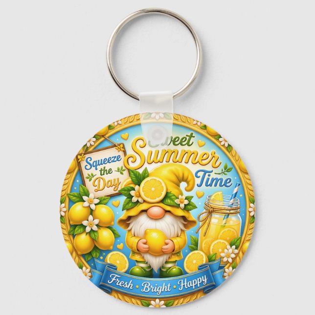 Sweet Summer Time Gnome Keychain (Back)