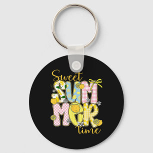 Sweet Summer Time Lemon Coquette Bow Family Vacati Keychain