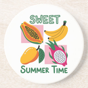 Sweet Summer Time Tropical Fruit Pop Art Design Coaster