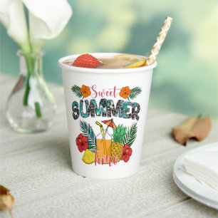 Sweet Summer Time   Tropical Fruits & Floral Paper Cups