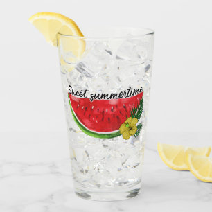 Sweet Summer Time Watercolor Watermelon Glass