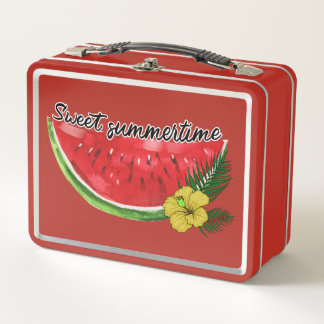 Sweet Summer Time | Watercolor Watermelon Metal Lunch Box