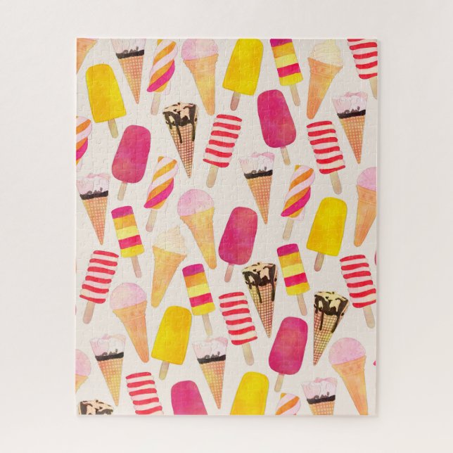 Sweet Summer Watercolor Ice Cream Jigsaw Puzzle (Vertical)
