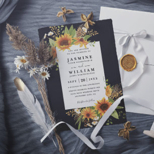 Sweet Sunflowers Rustic Elegant Modern Wedding Invitation