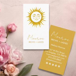 Sweet Sunshine Boho Golden Elegant Social Icons  Business Card