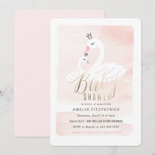 Sweet Swan Baby Shower Invitation with Foil