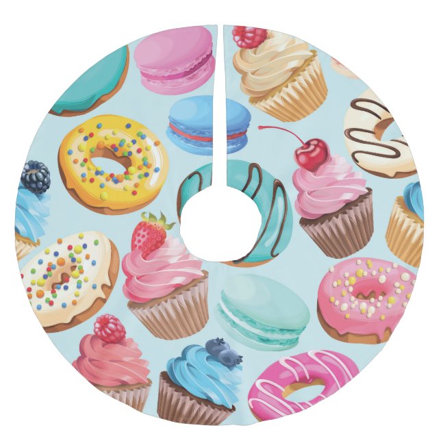 Sweet Sweets: Pattern of Delight. Brushed Polyester Tree Skirt (Front)