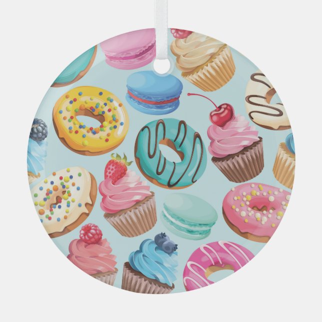 Sweet Sweets: Pattern of Delight. Glass Ornament (Front)