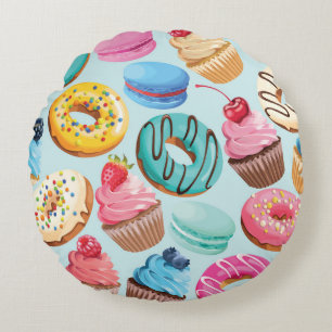 Sweet Sweets: Pattern of Delight. Round Pillow