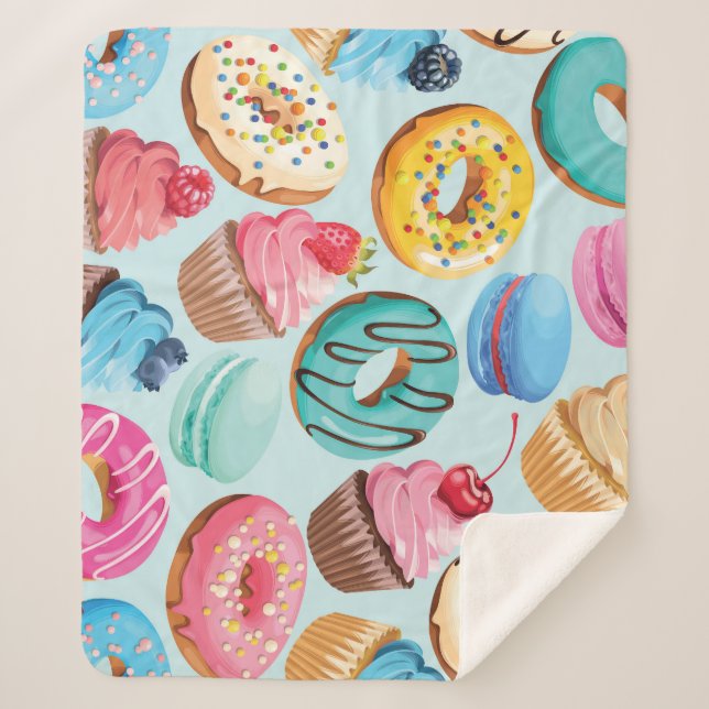 Sweet Sweets: Pattern of Delight. Sherpa Blanket (Front)