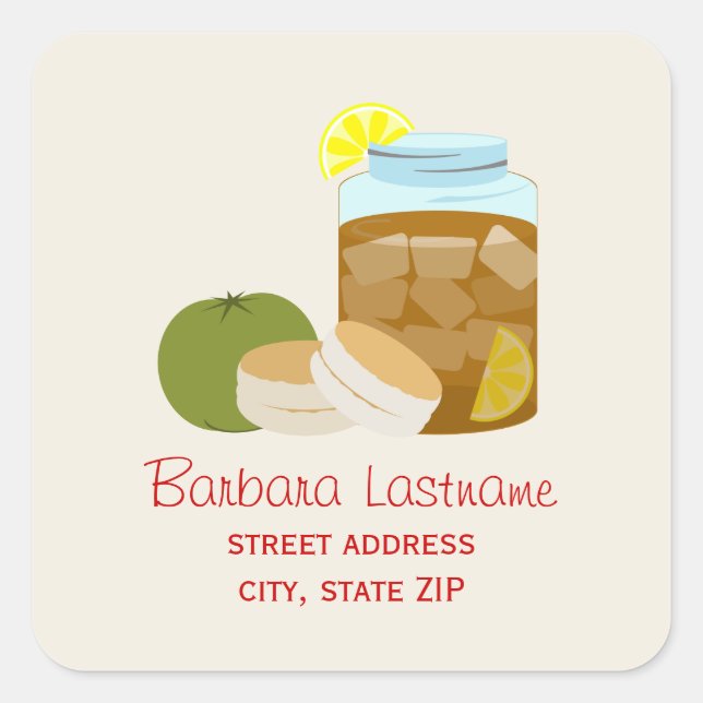 Sweet Tea, Biscuits, Green Tomato Address Sticker (Front)