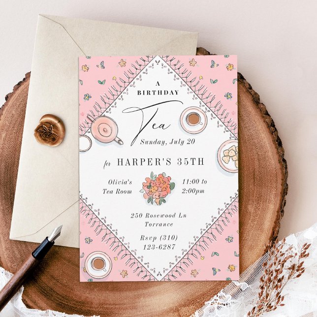 Sweet Tea Party Birthday Invitation (Creator Uploaded)