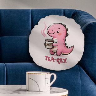 Sweet Tea-Rex customizable Animal Pun  Round Pillow