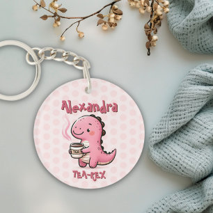 Sweet Tea-Rex Personalized Dinosaur Animal Pun Keychain