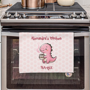 Sweet Tea-Rex Personalized Dinosaur Animal Pun Kitchen Towel