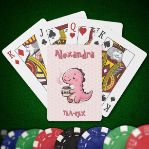 Sweet Tea-Rex Personalized Dinosaur Animal Pun  Playing Cards
