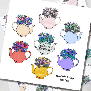 Sweet Tea Teapot Pattern Valentine's Day Card