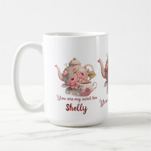 Sweet Tea Vase With Beautiful Pinks Floral Coffee Mug