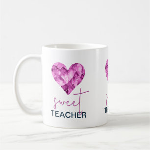 Sweet teacher heart in purple coffee mug