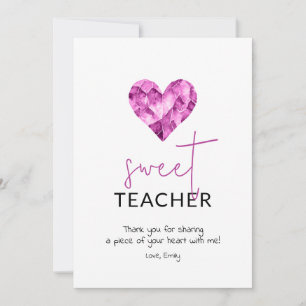 Sweet teacher with purple heart holiday card