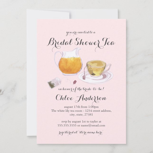 Sweet Teacup Bridal Shower Tea Party Invite (Front)