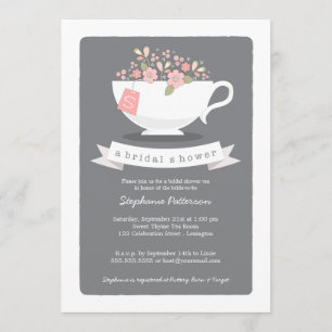 Sweet Teacup rose Floral nuptiale Invitation