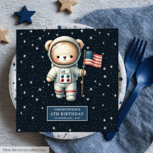 Sweet Teddy Bear Astronaut Napkins Birthday Boy