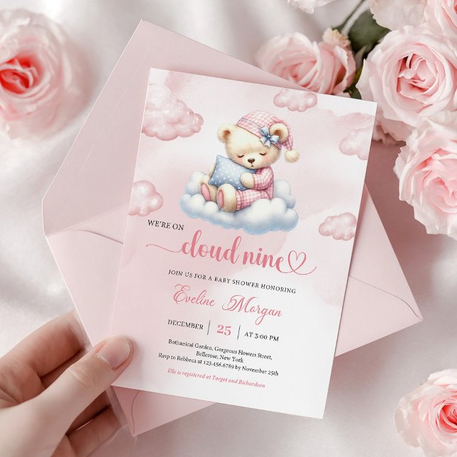 Sweet Teddy Bear Baby Shower Invite Cloud 9 Theme (Sweet Teddy Bear Baby Shower Invite Cloud 9 Theme)