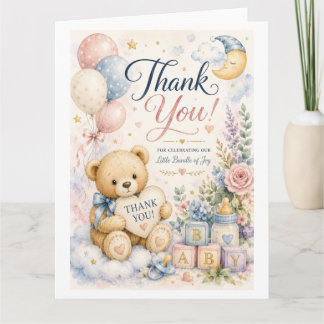 Sweet Teddy Bear Baby Shower Thank You Card