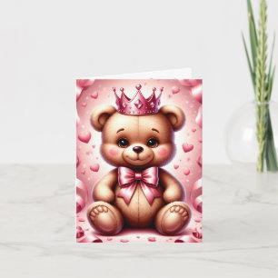 Sweet Teddy Bear Birthday Wishes Heart Scene 🎀 Card