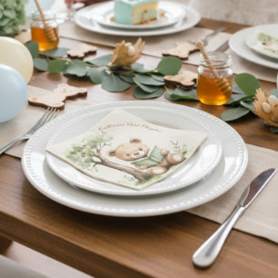 Sweet Teddy Bear Book Lover Baby Shower Party  Napkin