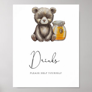 Sweet teddy bear - Drinks help yourself Poster