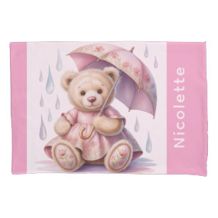 Sweet Teddy Bear Girl Baby Shower Gift Pillowcase