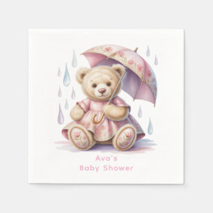 Sweet Teddy Bear Girl Baby Shower Napkin