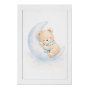 Sweet Teddy Bear Illustration – Premium Nursery Wa Poster